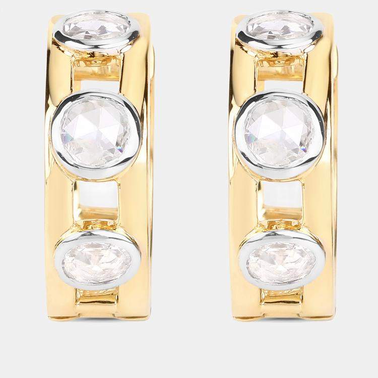 Pre Owned 0.69 cts Diamond 14K Yellow Gold Hoop Earrings