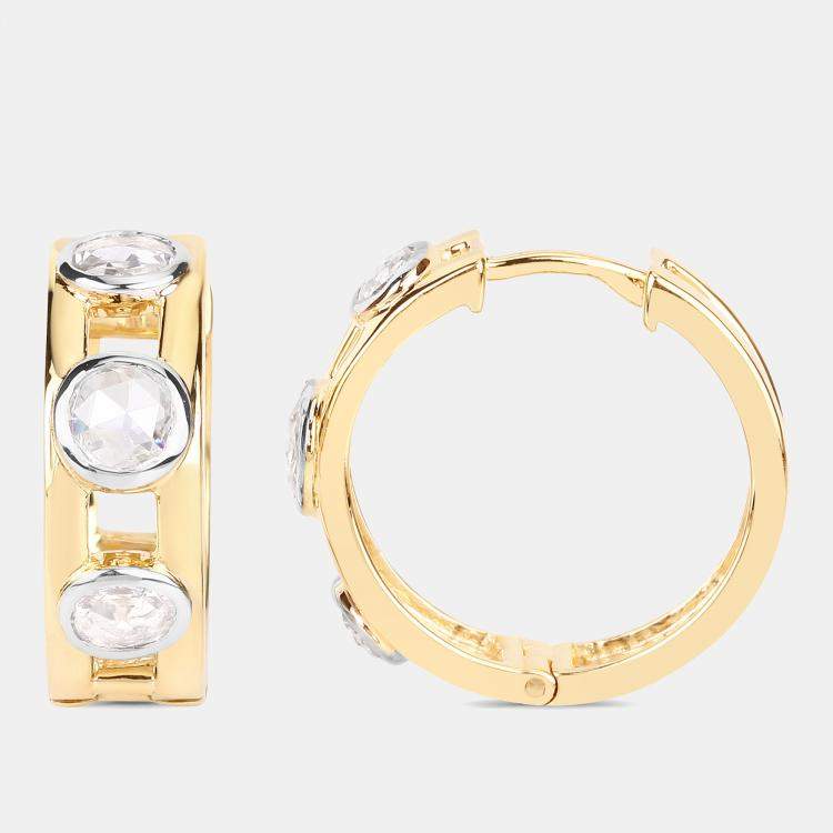 Pre Owned 0.69 cts Diamond 14K Yellow Gold Hoop Earrings