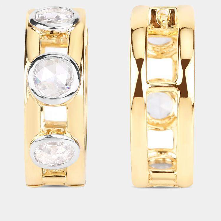 Pre Owned 0.69 cts Diamond 14K Yellow Gold Hoop Earrings