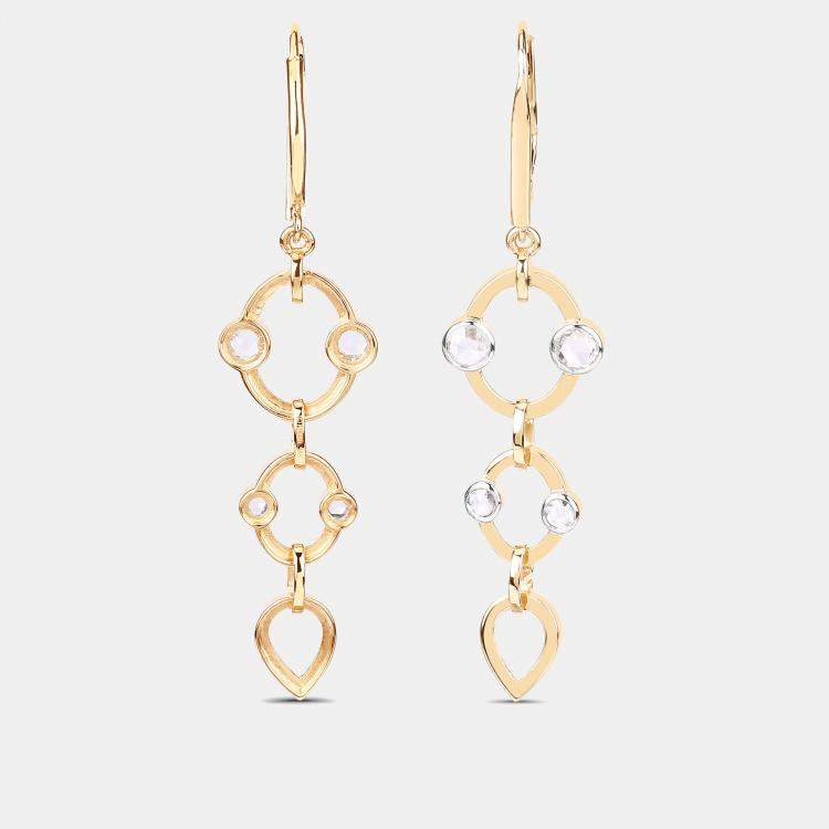 Pre Owned 1.02 cts Diamond 14K Yellow Gold Dangle Earrings
