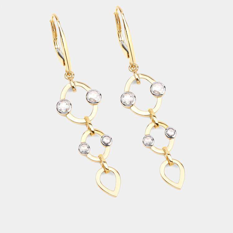 Pre Owned 1.02 cts Diamond 14K Yellow Gold Dangle Earrings