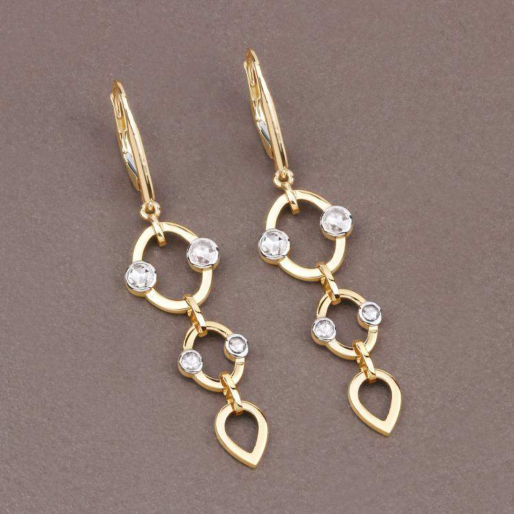 Pre Owned 1.02 cts Diamond 14K Yellow Gold Dangle Earrings