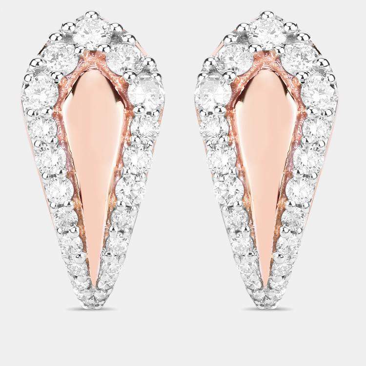 Pre Owned 0.66 cts Ruby and Diamond 14K Rose Gold Huggie Earrings