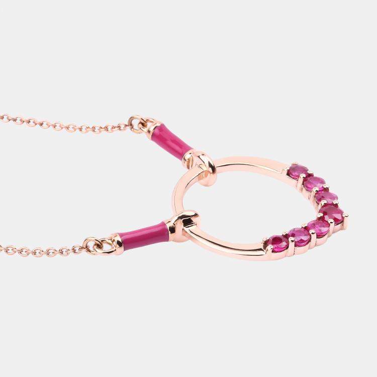 مملوكة مسبقًا 0.88 cts Ruby 14K Rose Gold Circle Necklace