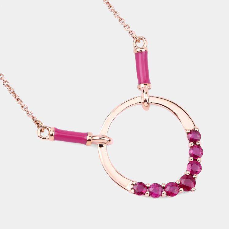 مملوكة مسبقًا 0.88 cts Ruby 14K Rose Gold Circle Necklace