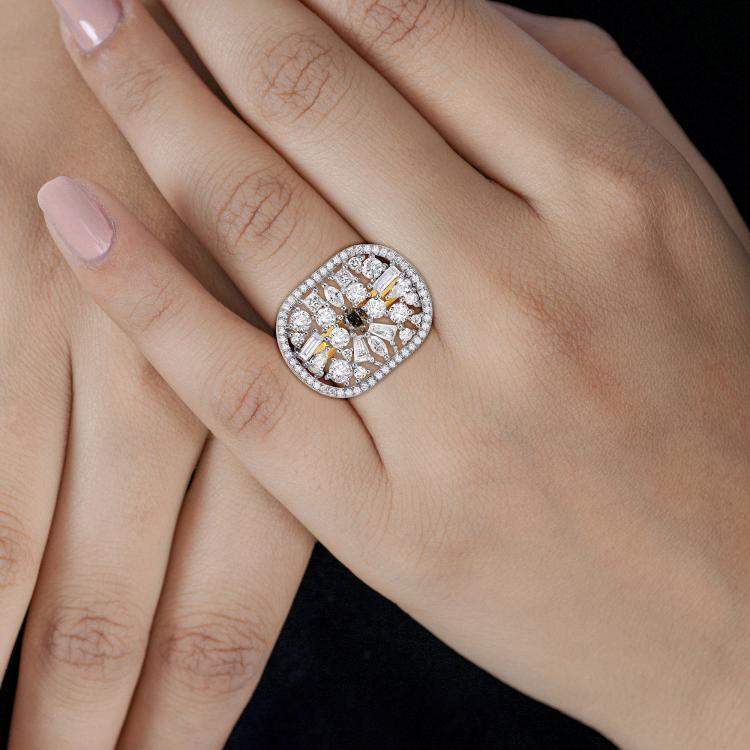 Pre Owned 2.66 cts Diamond 18K Yellow Gold Bridal Ring US Size 7.50