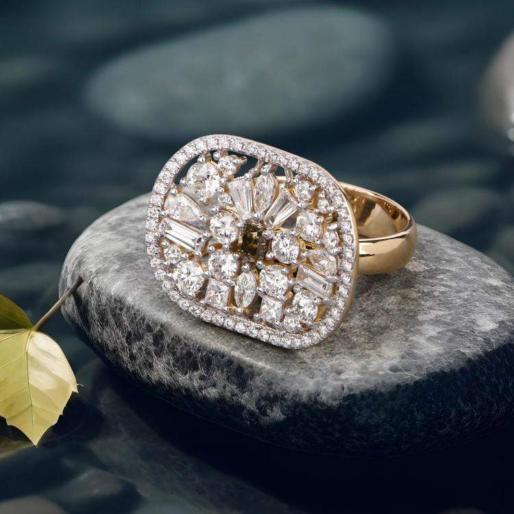 Pre Owned 2.66 cts Diamond 18K Yellow Gold Bridal Ring US Size 7.50