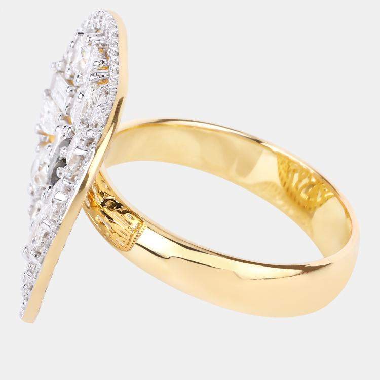 Pre Owned 2.66 cts Diamond 18K Yellow Gold Bridal Ring US Size 7.50