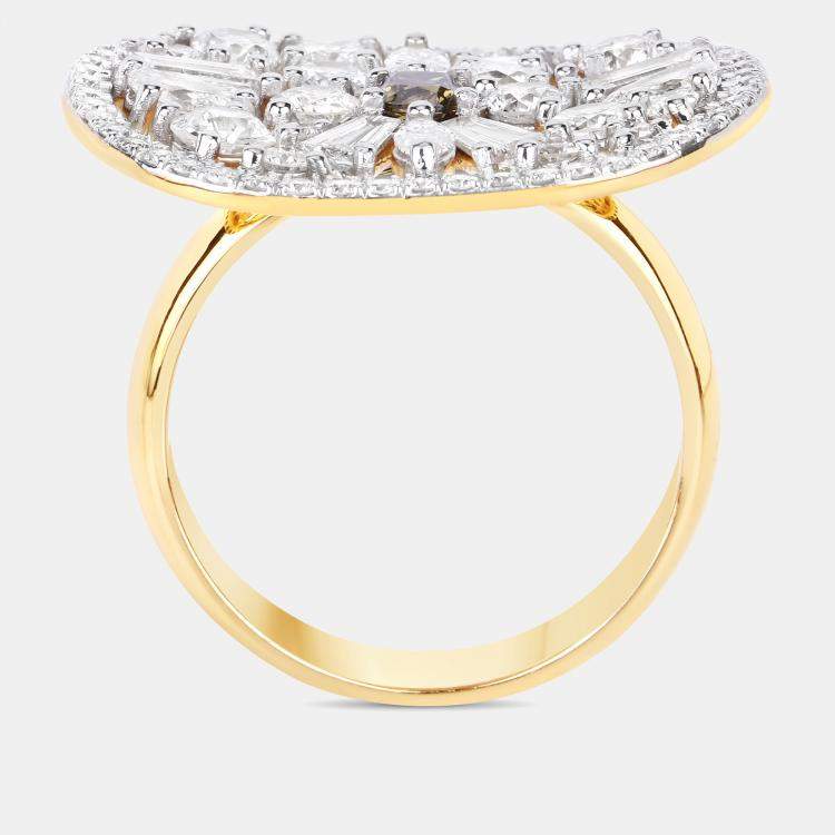 Pre Owned 2.66 cts Diamond 18K Yellow Gold Bridal Ring US Size 7.50