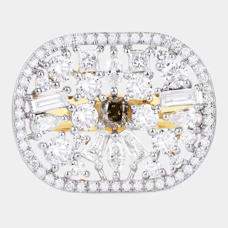 Pre Owned 2.66 cts Diamond 18K Yellow Gold Bridal Ring US Size 7.50