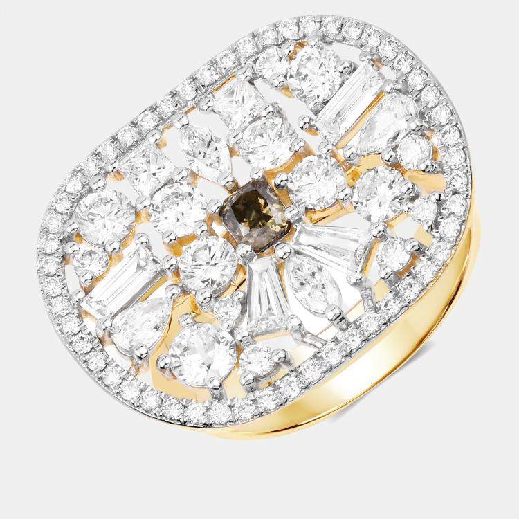 Pre Owned 2.66 cts Diamond 18K Yellow Gold Bridal Ring US Size 7.50