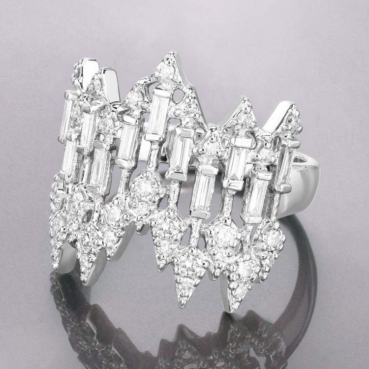 Pre Owned 0.51 cts Diamond 14K White Gold Bridal Ring US Size 7