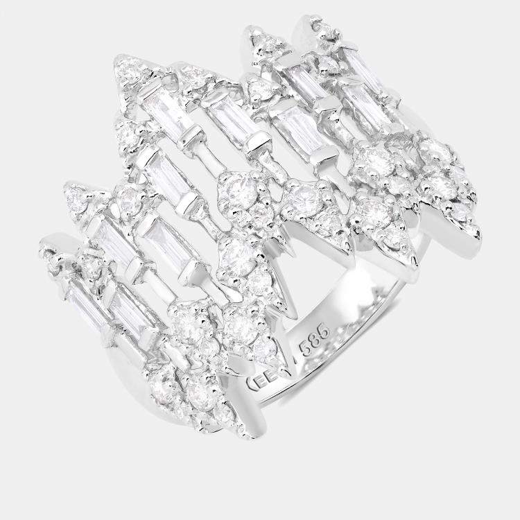 Pre Owned 0.51 cts Diamond 14K White Gold Bridal Ring US Size 7