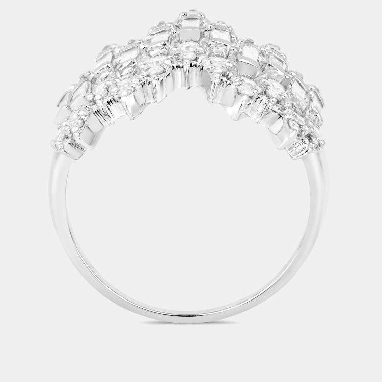 Pre Owned 0.51 cts Diamond 14K White Gold Bridal Ring US Size 7