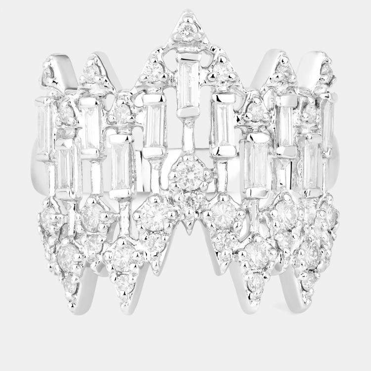 Pre Owned 0.51 cts Diamond 14K White Gold Bridal Ring US Size 7