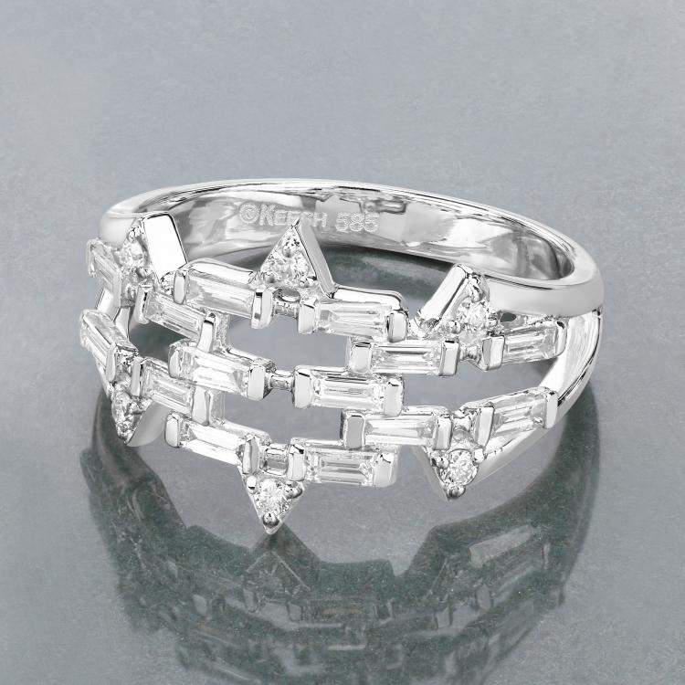 Pre Owned 0.51 cts Diamond 14K White Gold Bridal Ring US Size 7