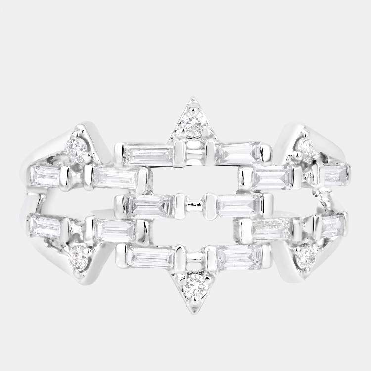 Pre Owned 0.51 cts Diamond 14K White Gold Bridal Ring US Size 7