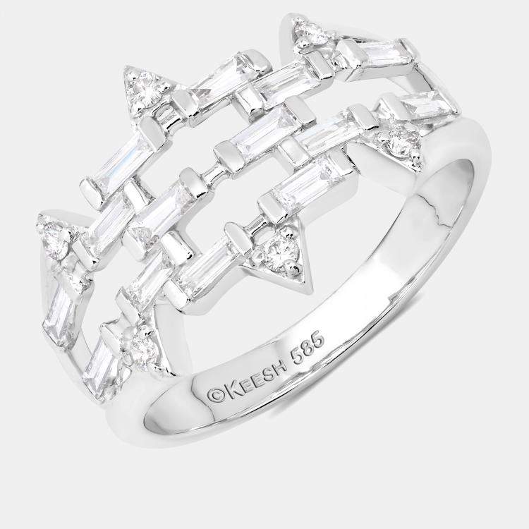 Pre Owned 0.51 cts Diamond 14K White Gold Bridal Ring US Size 7