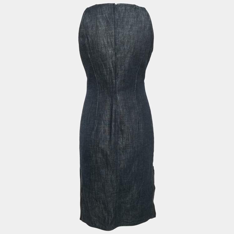 Pre Owned Kenzo Navy Blue Denim Jeans Sleeveless Short Dress M