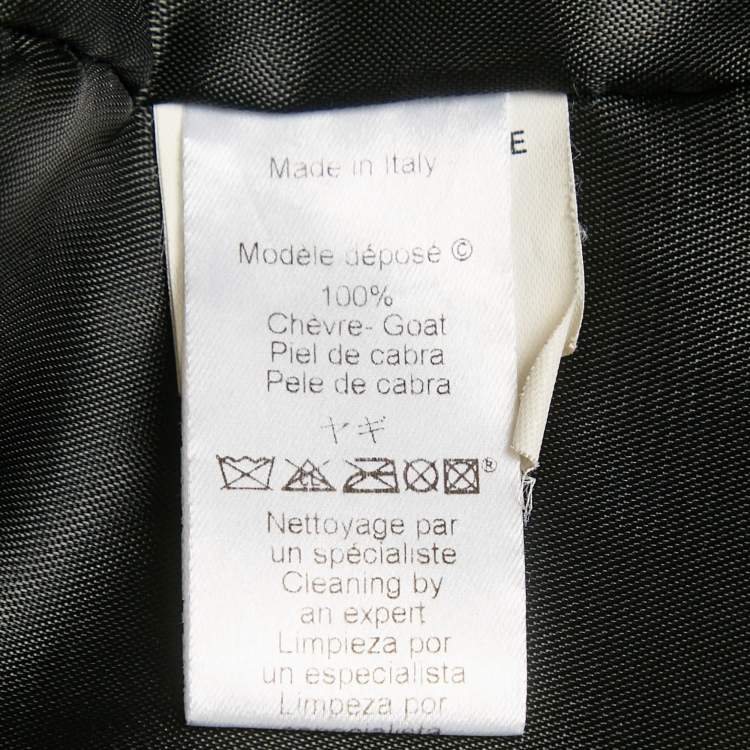 Pre Owned Kenzo Jeans Black Leather and Cotton Trim Coat M