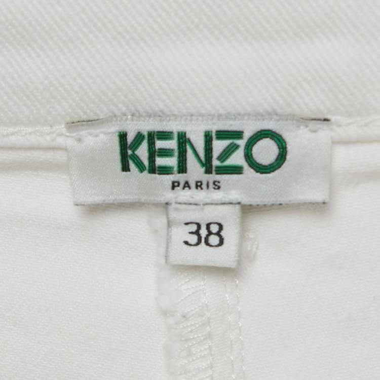 Pre Owned Kenzo White Denim Slim Fit Jeans S 