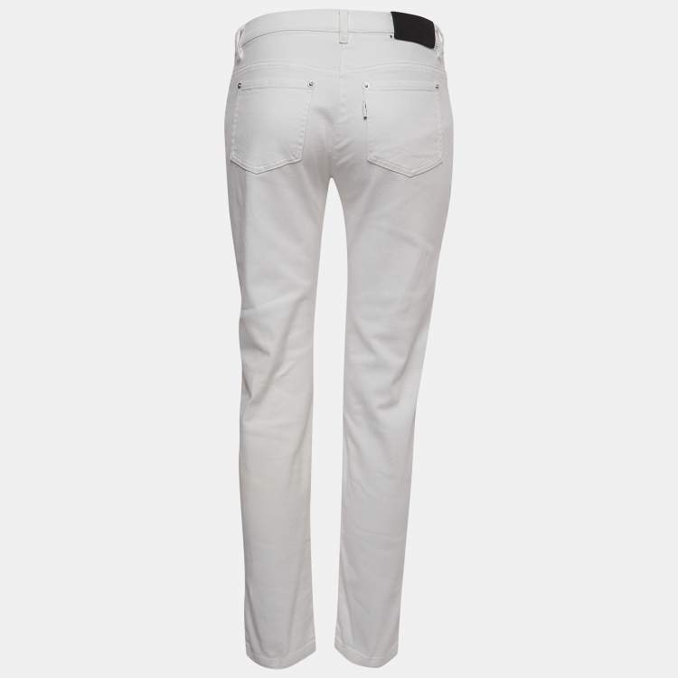 Pre Owned Kenzo White Denim Slim Fit Jeans S 