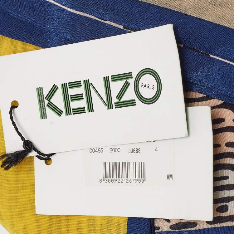 Pre Owned Kenzo Multicolor Printed Silk Stole 