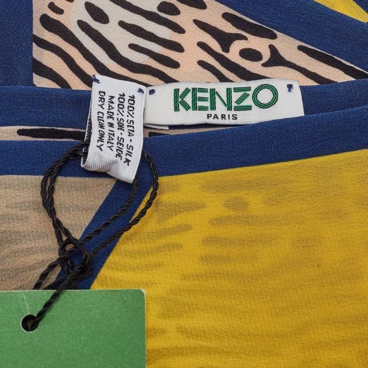 Pre Owned Kenzo Multicolor Printed Silk Stole 