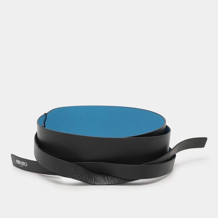 Pre Owned Kenzo Blue/Black Leather Waist Belt 