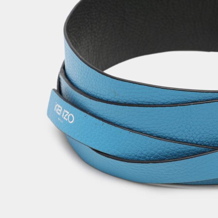 Pre Owned Kenzo Blue/Black Leather Waist Belt 