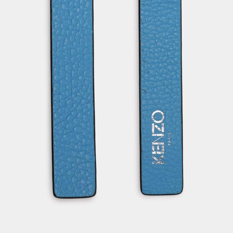 Pre Owned Kenzo Blue/Black Leather Waist Belt 