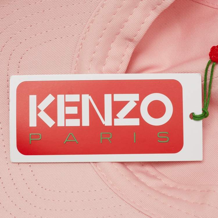 Pre Owned  Kenzo Pink Logo Print Cotton Baseball Cap One Size