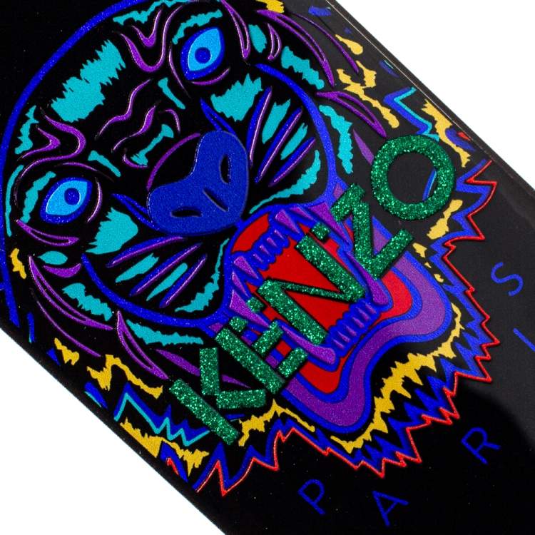 Pre Owned Kenzo Multicolor Black PVC Tiger Print iPhone X Case