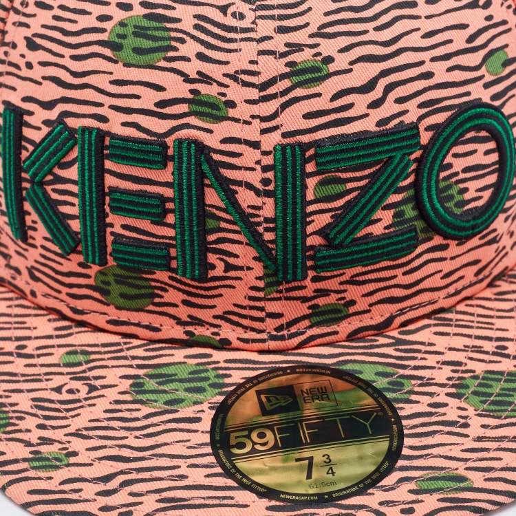Pre Owned Kenzo Pink Print Cotton New Era 59 Baseball Cap Size 61.5
