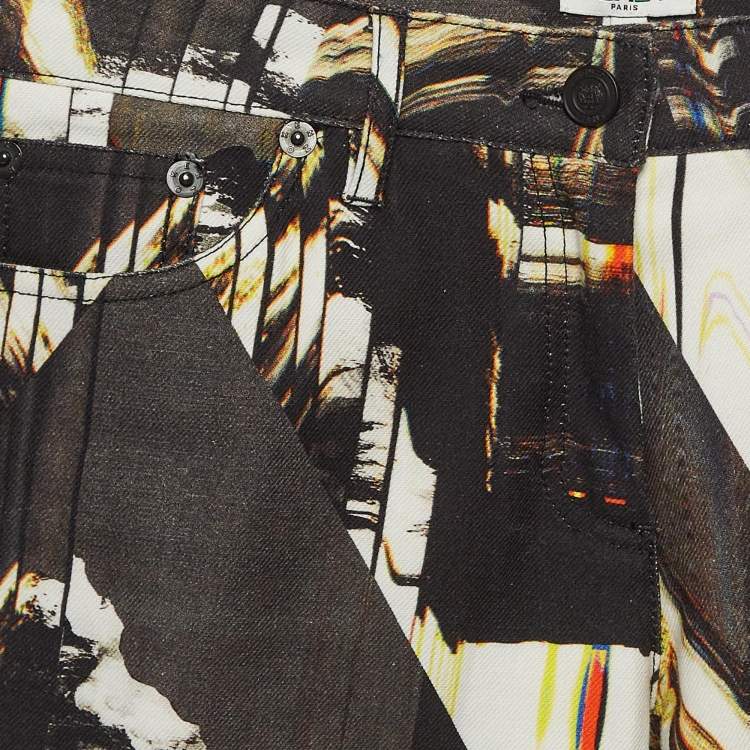 Pre Owned Kenzo Black Abstract Print Denim Skinny Jeans M Waist 30"