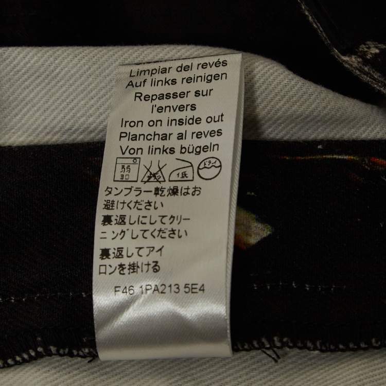 Pre Owned Kenzo Black Abstract Print Denim Skinny Jeans M Waist 30"