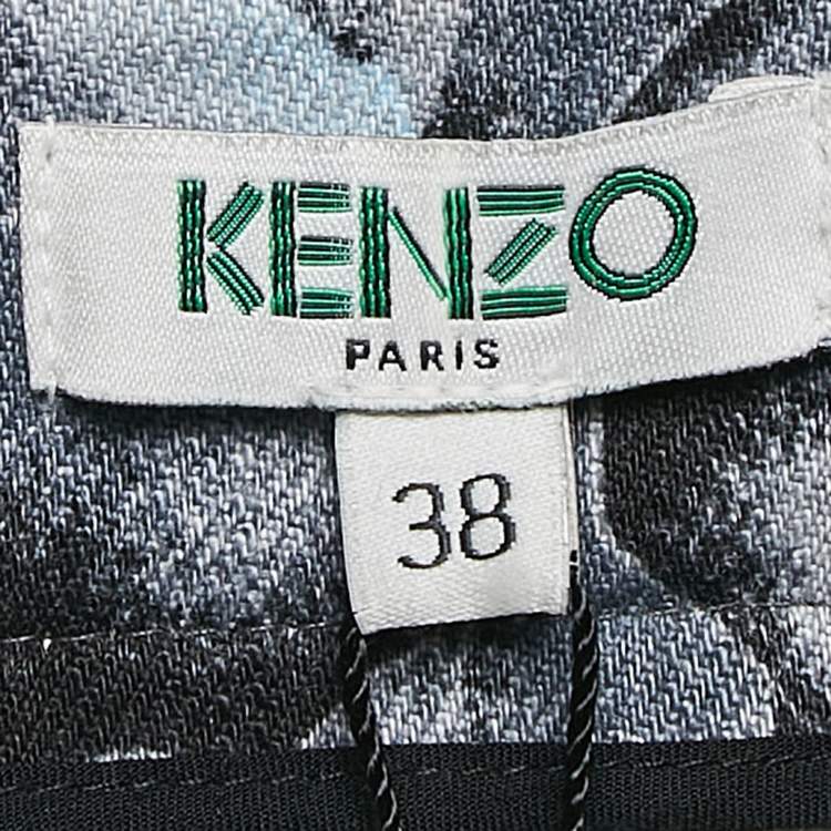 Pre Owned Kenzo Blue Floral Print Denim Skinny Jeans M Waist 30''