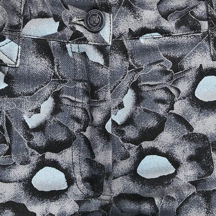 Pre Owned Kenzo Blue Floral Print Denim Skinny Jeans M Waist 30''