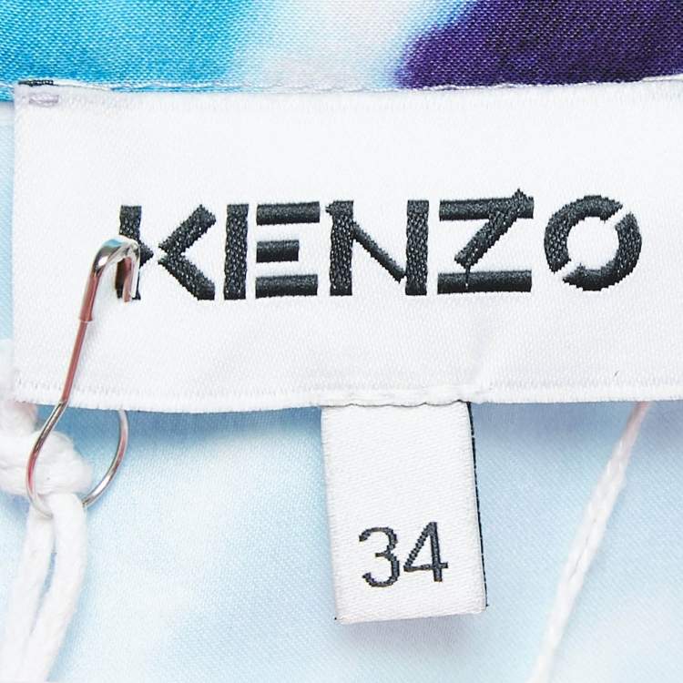 Pre Owned Kenzo Multicolor Tie-Dye Print Satin Belted Midi Skirt S