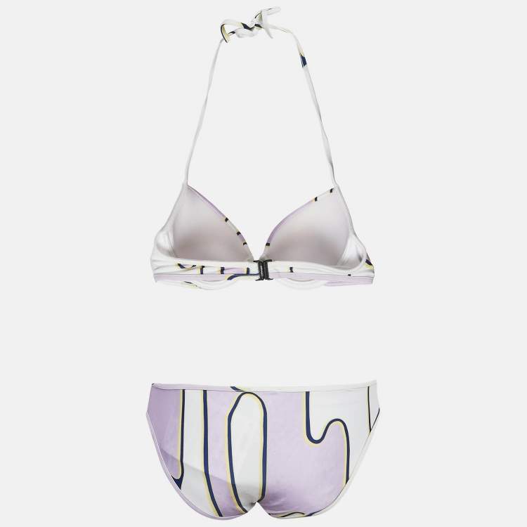 Pre Owned Kenzo Light Purple Printed Jersey Push-Up Bikini M