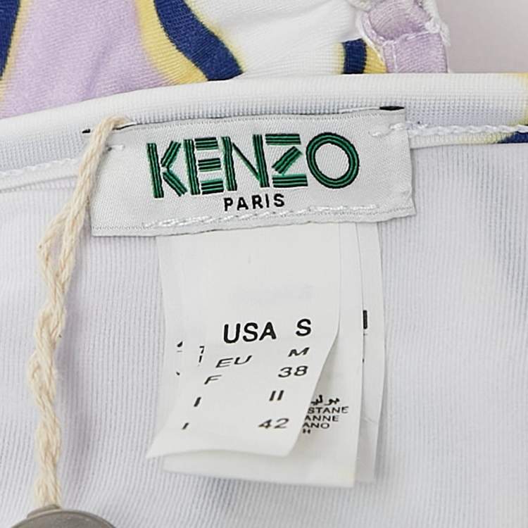 Pre Owned Kenzo Light Purple Printed Jersey Push-Up Bikini M