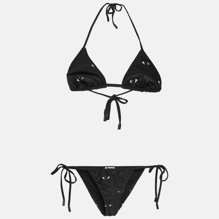 Kenzo Black Eye Print Jersey Triangular Bikini Set XS Kenzo TLC