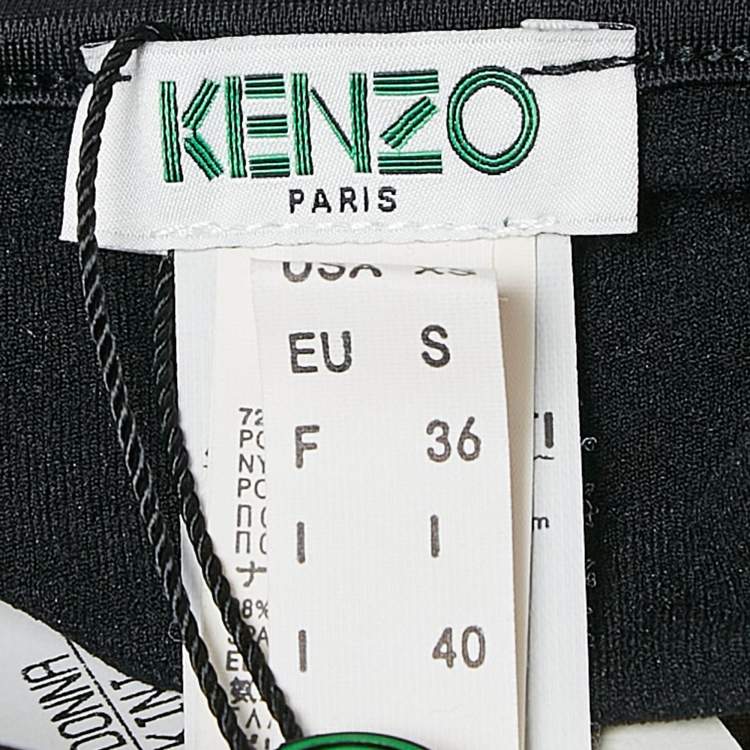 Pre Owned Kenzo Black Eye Print Jersey Triangular Bikini Set XS