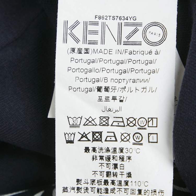 Pre Owned Kenzo Blue Logo Tiger Print Crew Neck T-Shirt M
