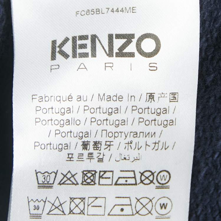 Pre Owned Kenzo Navy Blue Floral Print Cotton Button Front Cardigan S