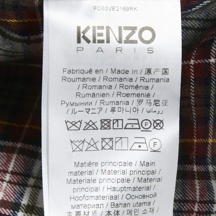 Pre Owned Kenzo Red Logo Embroidered Cotton Oversized Workwear Jacket S