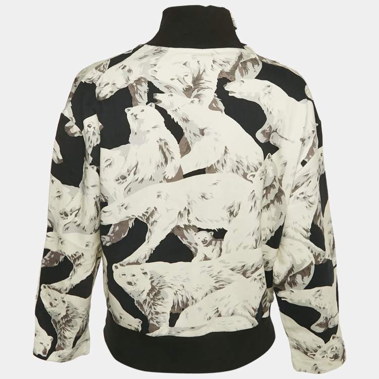 Pre Owned Kenzo Grey Polar Bear Print Cotton High Neck Sweatshirt S