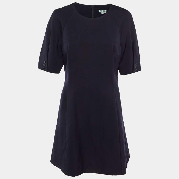 مملوكة مسبقًا Kenzo Navy Blue Wool Shift Dress L