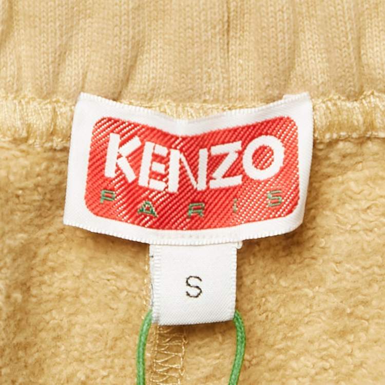 Pre Owned Kenzo Beige Cotton Knit Applique Detail Classic Jogger Pants S