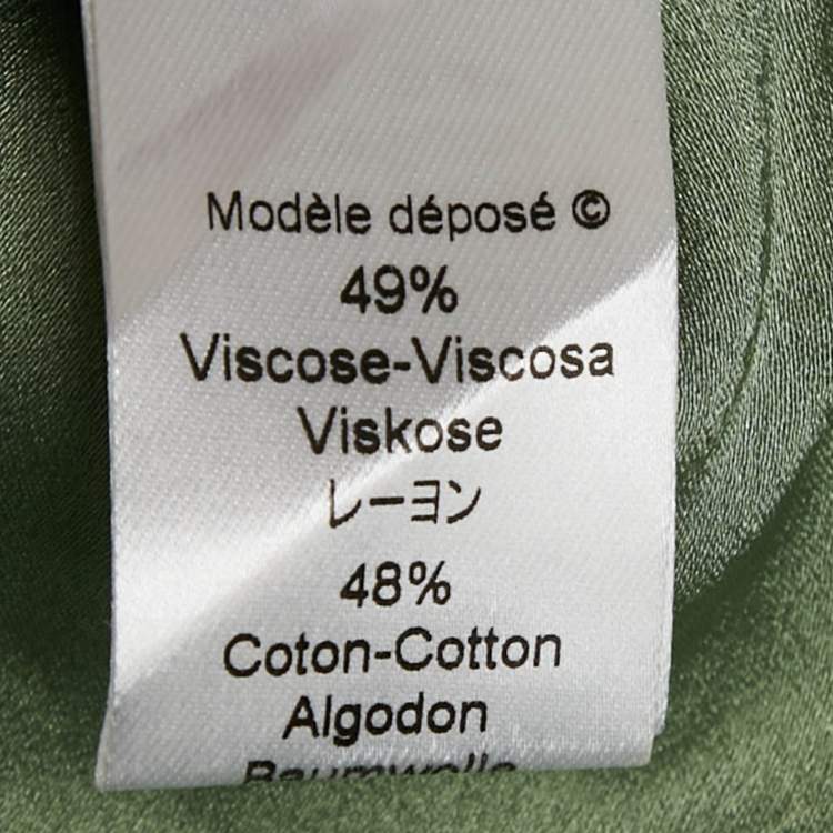 Pre Owned Kenzo Green Abstract Crepe Cut-Out Neck Detail Mini Dress S